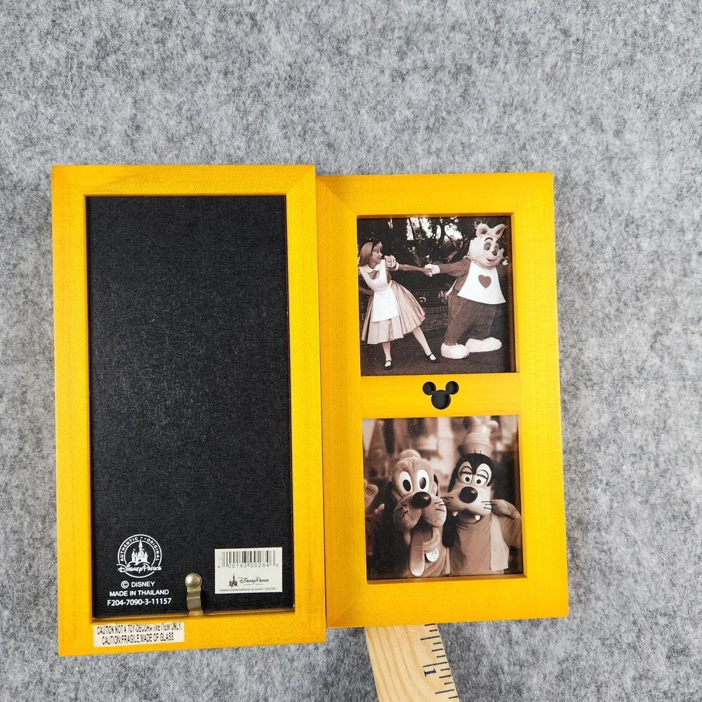 Disney Parks Mickey Mouse Triple Picture Frame Yellow 6 Photo Folding Decor Home